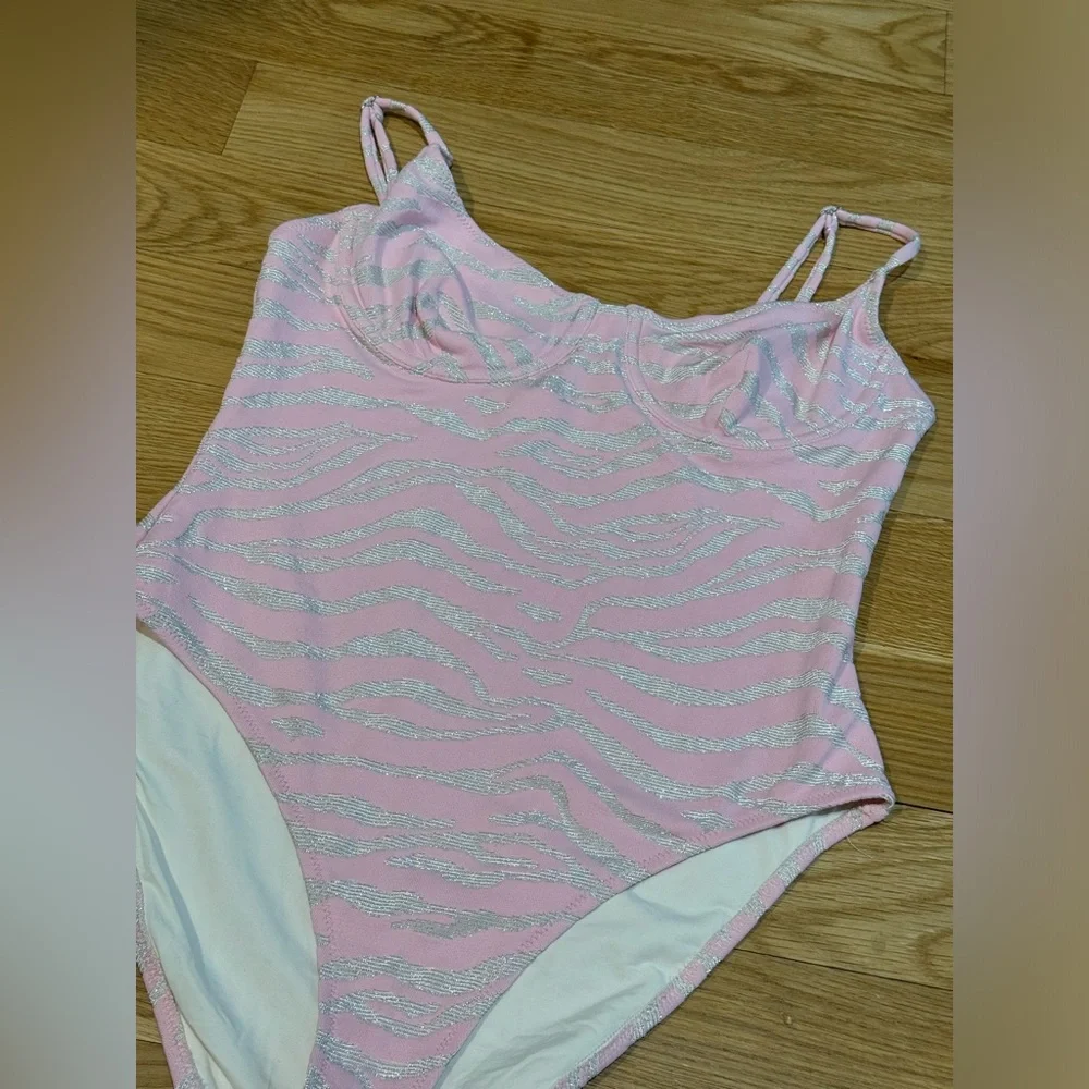 Solid & Striped Women's Pink Silver 'the Taylor' One-piece Swimsuit Sz Large